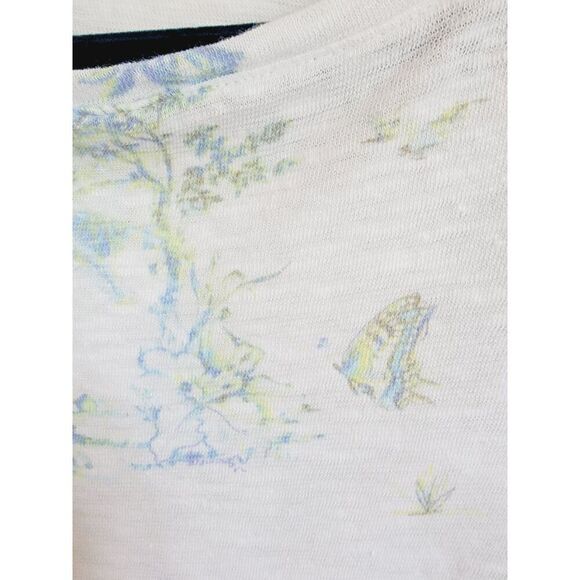 J. Jill M Sweater Knit Top Womens Linen Beachy Tropical‎ White Handkerch Slv - Picture 5 of 9